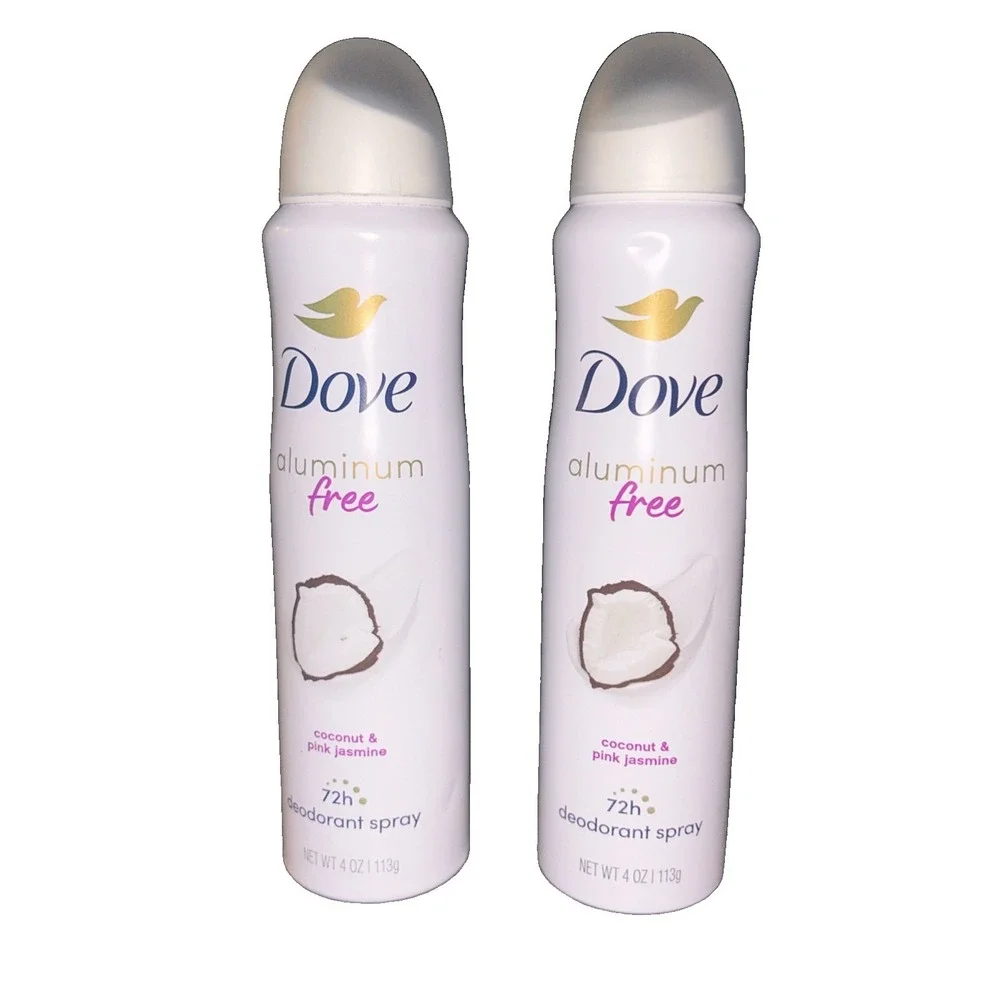2PK Dove 0% Aluminum Deodorant Spray ~ Coconut & Pink Jasmine ~ 4 OZ EACH ~
